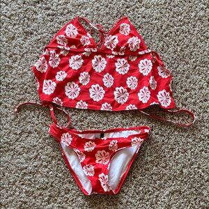 Tommy Hilfiger Red Floral Two-Piece Swim
